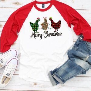 Merry Christmas Chicken Vintage Raglan